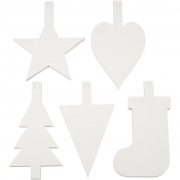 Juldekorationer, vit, H: 23,5-26,5 cm, B: 15,5-20,5 cm, 100 st./ 1 förp.