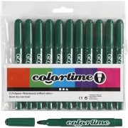 Colortime tuschpennor, mörkgrön, spets 5 mm, 12 st./ 1 förp.