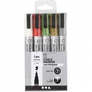 Chalk markers, metallicfärger, spets 1,2-3 mm, 5 st./ 1 förp.