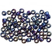 Rocaipärlor, blåolja, Dia. 4 mm, stl. 6/0 , Hålstl. 0,9-1,2 mm, 25 g/ 1 förp.