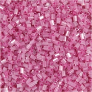 Rocaipärlor, rosa, 2-cut, Dia. 1,7 mm, stl. 15/0 , Hålstl. 0,5 mm, 25 g/ 1 förp.