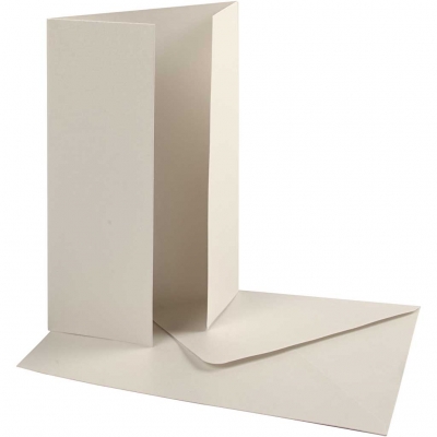 Pärlemorskort med kuvert, råvit, kortstl. 10,5x15 cm, kuvertstl. 11,5x16,5 cm, 230 g, 10 set/ 1 förp.