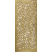 Stickers, guld, änglar, 10x23 cm, 1 ark