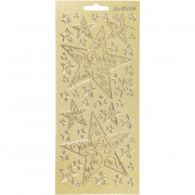 Stickers, guld, stjärnor, 10x23 cm, 1 ark