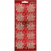 Stickers, guld, transparent röd, julstjärnor, 10x23 cm, 1 ark
