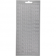 Stickers, silver, siffror, 10x23 cm, 1 ark