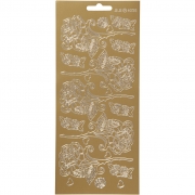 Stickers, guld, rosor, 10x23 cm, 1 ark