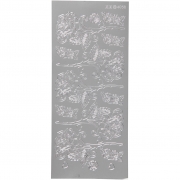 Stickers, silver, rosor, 10x23 cm, 1 ark