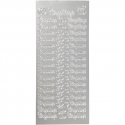 Stickers, silver, bryllup, 10x23 cm, 1 ark