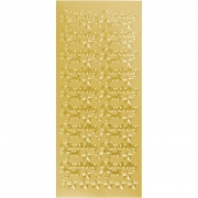 Stickers, guld, Glædelig jul, 10x23 cm, 1 ark