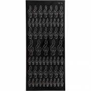Stickers, svart, g-klav, 10x23 cm, 1 ark