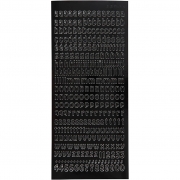 Stickers, svart, små bokstäver, gemener, 10x23 cm, 1 ark
