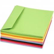 Färgade kuvert, mixade färger, kuvertstl. 16x16 cm, 80 g, 10x10 st./ 1 förp.