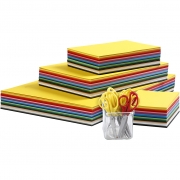 Kreativ kartong och barnsaxar, mixade färger, A3,A4,A5,A6, 180 g, 1 set