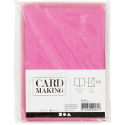 Kort och kuvert, rosa, kortstl. 10,5x15 cm, kuvertstl. 11,5x16,5 cm, 110+220 g, 6 set/ 1 förp.