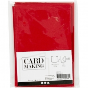 Kort och kuvert, röd, kortstl. 10,5x15 cm, kuvertstl. 11,5x16,5 cm, 110+230 g, 6 set/ 1 förp.