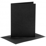Kort och kuvert, svart, kortstl. 10,5x15 cm, kuvertstl. 11,5x16,5 cm, 110+230 g, 6 set/ 1 förp.