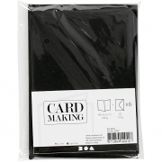 Kort och kuvert, svart, kortstl. 10,5x15 cm, kuvertstl. 11,5x16,5 cm, 110+230 g, 6 set/ 1 förp.