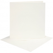 Kort och kuvert, råvit, kortstl. 15,2x15,2 cm, kuvertstl. 16x16 cm, 220 g, 4 set/ 1 förp.