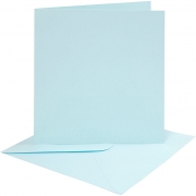Kort och kuvert, ljusblå, kortstl. 15,2x15,2 cm, kuvertstl. 16x16 cm, 220 g, 4 set/ 1 förp.