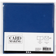 Kort och kuvert, blå, kortstl. 15,2x15,2 cm, kuvertstl. 16x16 cm, 220 g, 4 set/ 1 förp.