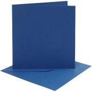 Kort och kuvert, blå, kortstl. 15,2x15,2 cm, kuvertstl. 16x16 cm, 220 g, 4 set/ 1 förp.