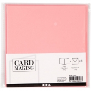 Kort och kuvert, rosa, kortstl. 15,2x15,2 cm, kuvertstl. 16x16 cm, 220 g, 4 set/ 1 förp.