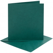 Kort och kuvert, mörkgrön, kortstl. 15,2x15,2 cm, kuvertstl. 16x16 cm, 230 g, 4 set/ 1 förp.