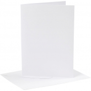 Kort och kuvert, vit, kortstl. 12,7x17,8 cm, kuvertstl. 13,3x18,5 cm, 230 g, 4 set/ 1 förp.