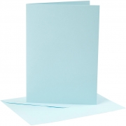 Kort och kuvert, ljusblå, kortstl. 12,7x17,8 cm, kuvertstl. 13,3x18,5 cm, 220 g, 4 set/ 1 förp.