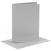 Kort och kuvert, grå, kortstl. 10,5x15 cm, kuvertstl. 11,5x16,5 cm, 120+210 g, 6 set/ 1 förp.