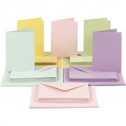 Kort och kuvert, pastellfärger, kortstl. 10,5x15 cm, kuvertstl. 11,5x16,5 cm, 110+220 g, 50 set/ 1 förp.