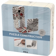 Puzzle konstruktionsbrickor, vit, stl. 9,3x9,3 cm, 20 st./ 1 förp.