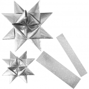 Stjärnstrimlor, silverglitter, L: 86+100 cm, B: 25+40 mm, Dia. 11,5+18,5 cm, 16 strimlor/ 1 förp.