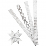 Stjärnstrimlor, silver, vit,  100 cm,  18 cm,  40 mm, 40 strimlor/ 1 förp.