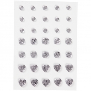 Rhinestones, silver, (rund, fyrkant, hjärta), stl. 6+8+10 mm, 35 st./ 1 förp.