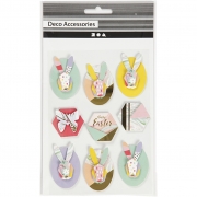 3D Stickers, kaniner, H: 30-45 mm, B: 32-35 mm, 9 st./ 1 förp.