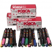 Posca Marker , mixade färger, nr. PC-3M, spets 0,9-1,3 mm, 12 st./ 1 förp.
