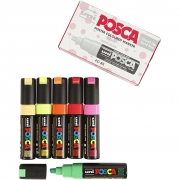 Posca Marker , mixade färger, nr. PC-8K, spets 8 mm, 6 st./ 1 förp.