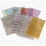 Rhinstenar stickers, mixade färger, Dia. 4-6 mm, 16x9,5 cm, 10 ark/ 1 förp.