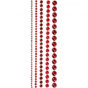 Rhinestones, röd, stl. 2-8 mm, 140 st./ 1 förp.