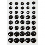Halv-pärlor, svart, stl. 6+8+10 mm, 40 st./ 1 förp.