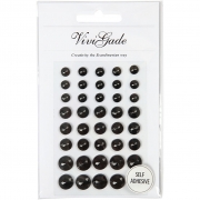 Halv-pärlor, svart, stl. 6+8+10 mm, 40 st./ 1 förp.