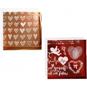 Dekorationsfolie och limark med motiv, röd, hjärta och kärlek, 15x15 cm, 2x2 ark/ 1 förp.