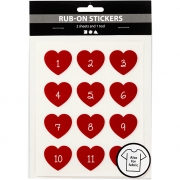 Rub-on stickers, röd, kalendersiffror