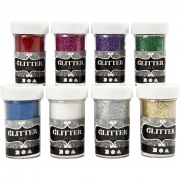 Glitter, mixade färger, 8x20 g/ 1 förp.