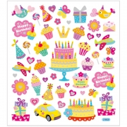 Stickers, födelsedag, 15x16,5 cm, 1 ark