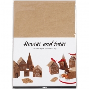 Utstansade hus och träd, H: 5,7-10 cm cm, 1 set