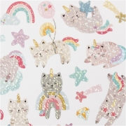 Stickers, unicorn katter, 15x16,5 cm, 1 ark