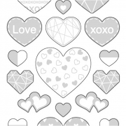 Stickers, silver, hjärtan, 10x24 cm, 1 ark